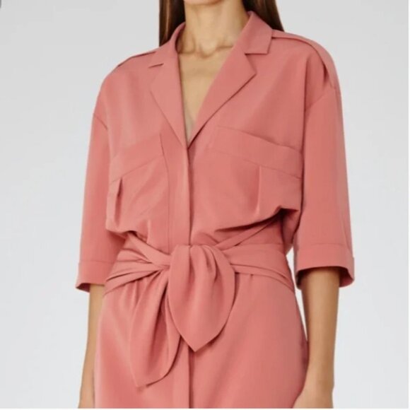 Reiss Arizona Utility Tie Shirt Dress in Dusty Rose Women's Size 4 - Picture 7 of 16